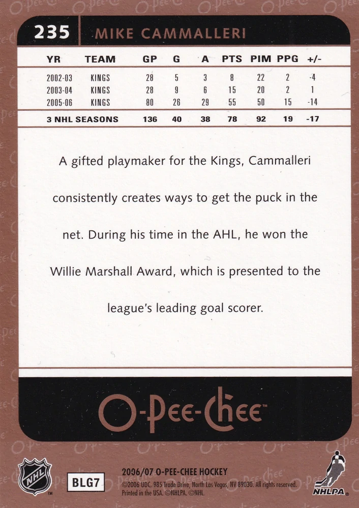 2006-07 UD O-Pee-Chee - Mike Cammalleri #235
