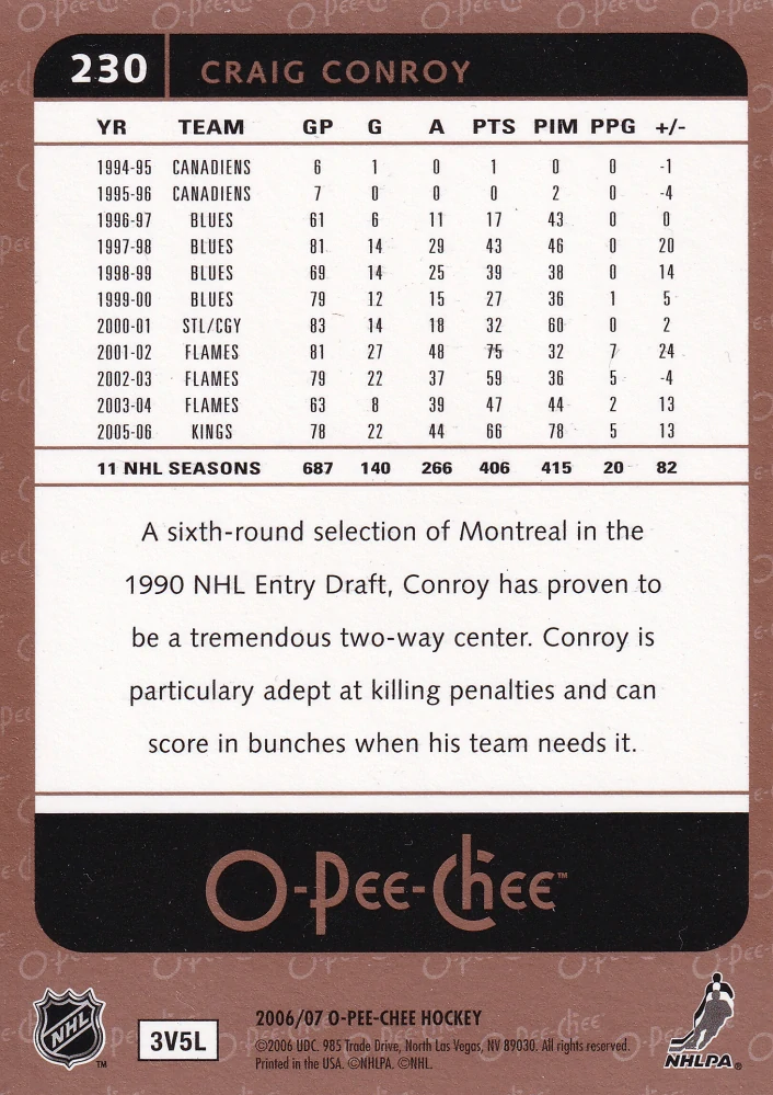 2006-07 UD O-Pee-Chee - Craig Conroy #230