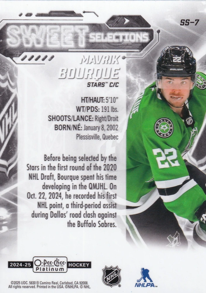 2024-25 UD O-Pee-Chee Platinum - Mavrik Bourque - Sweet Selections #SS-7
