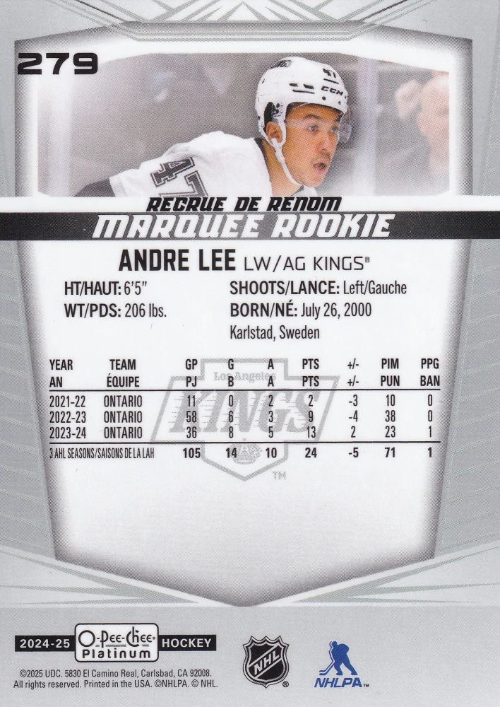 2024-25 UD O-Pee-Chee Platinum - Andre Lee - Marquee Rookie #279