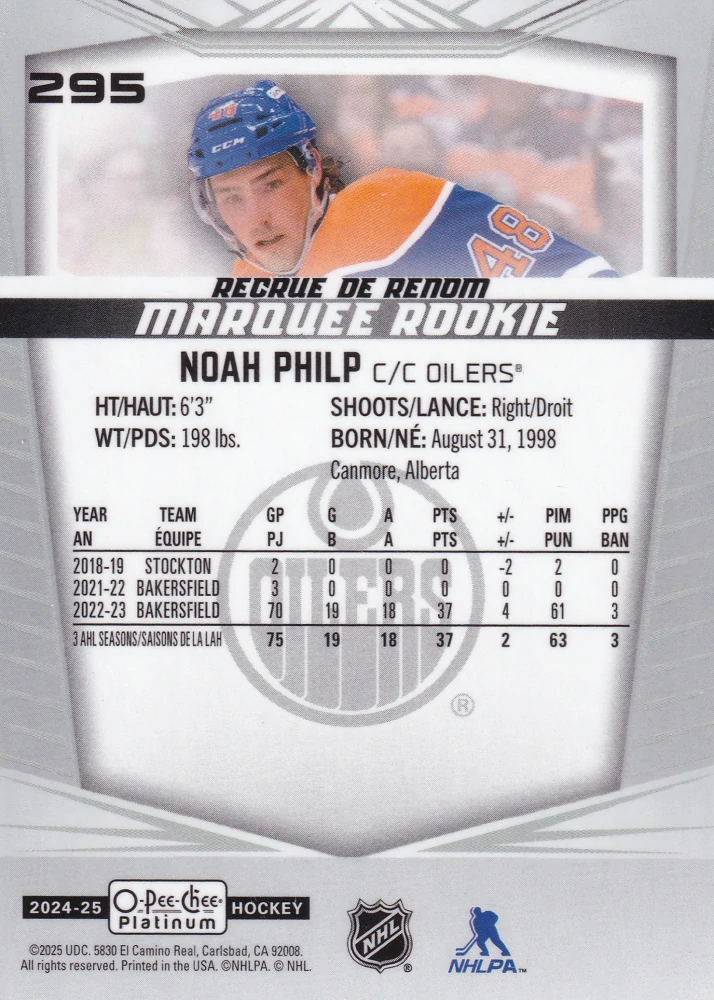 2024-25 UD O-Pee-Chee Platinum - Noah Philp - Marquee Rookie #295