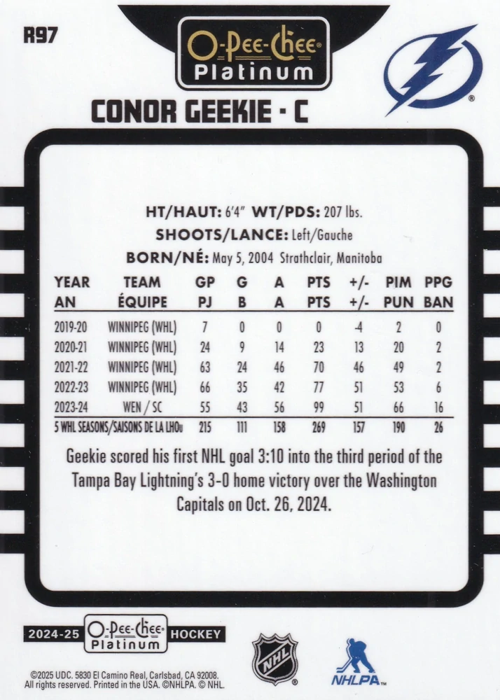 2024-25 UD O-Pee-Chee Platinum - Conor Geekie - Retro #R97