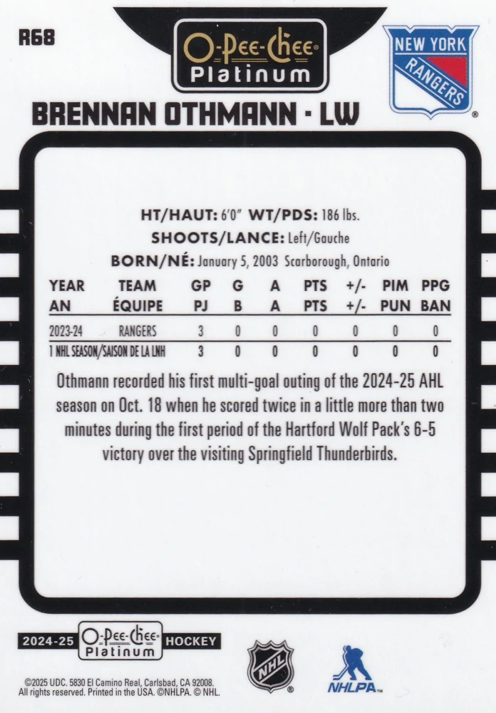 2024-25 UD O-Pee-Chee Platinum - Brennan Othmann - Retro #R68