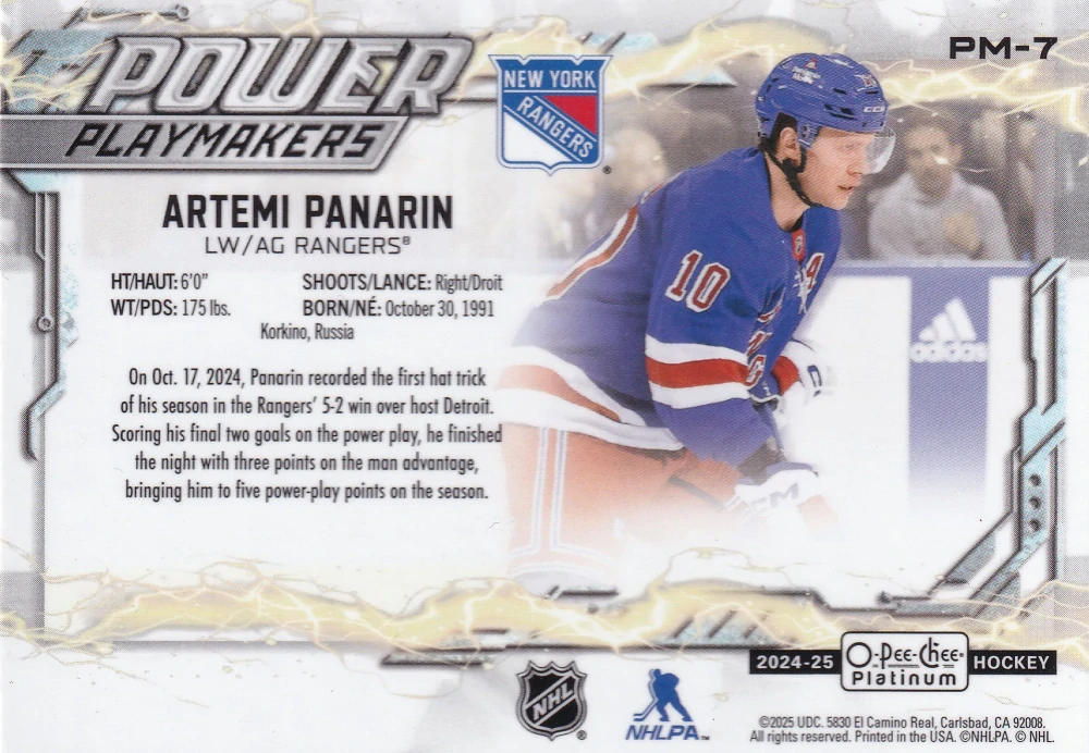 2024-25 UD O-Pee-Chee Platinum - Artemi Panarin - Power Playmakers #PM-7