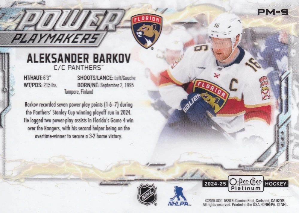 2024-25 UD O-Pee-Chee Platinum - Aleksander Barkov - Power Playmakers #PM-9