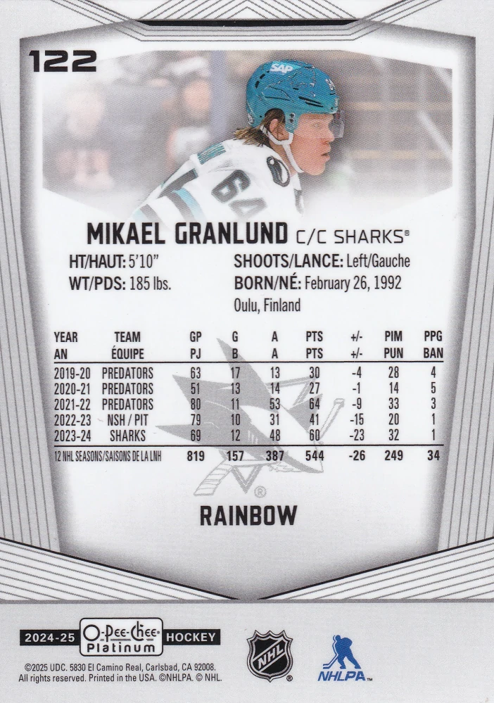 2024-25 UD O-Pee-Chee Platinum - Mikael Granlund - Rainbow #122
