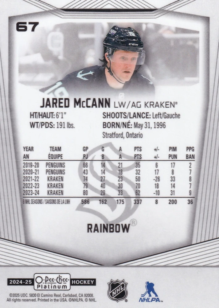 2024-25 UD O-Pee-Chee Platinum - Jared McCann - Rainbow #67