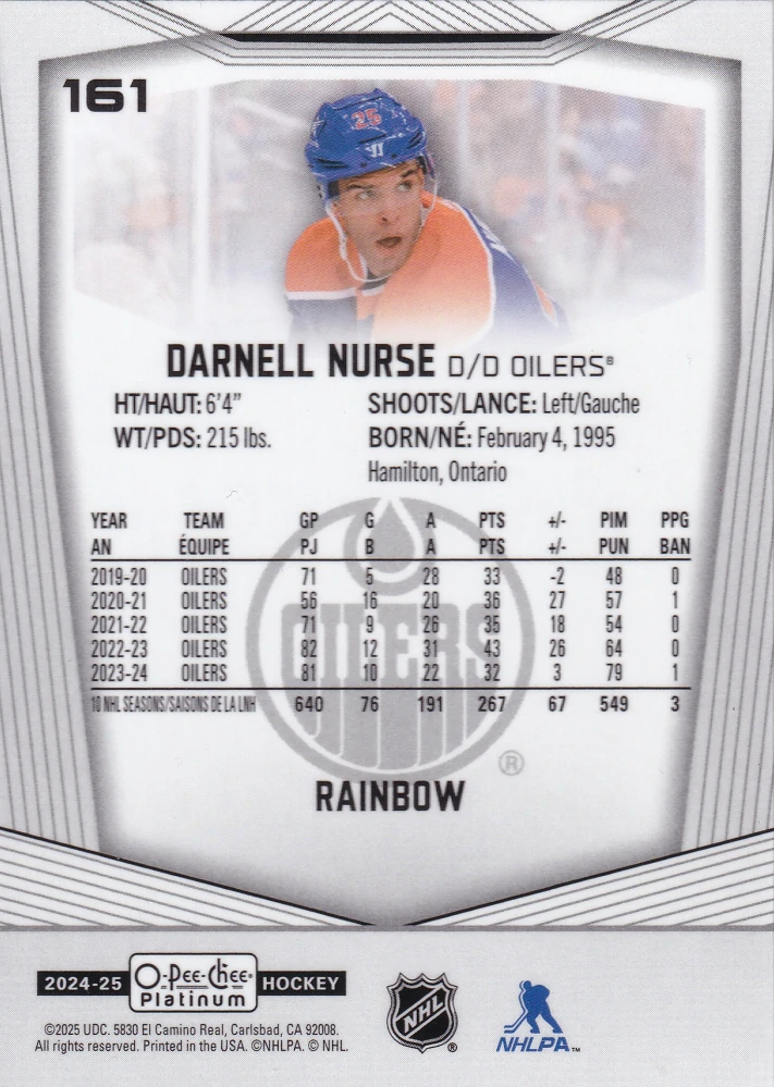 2024-25 UD O-Pee-Chee Platinum - Darnell Nurse - Rainbow #161