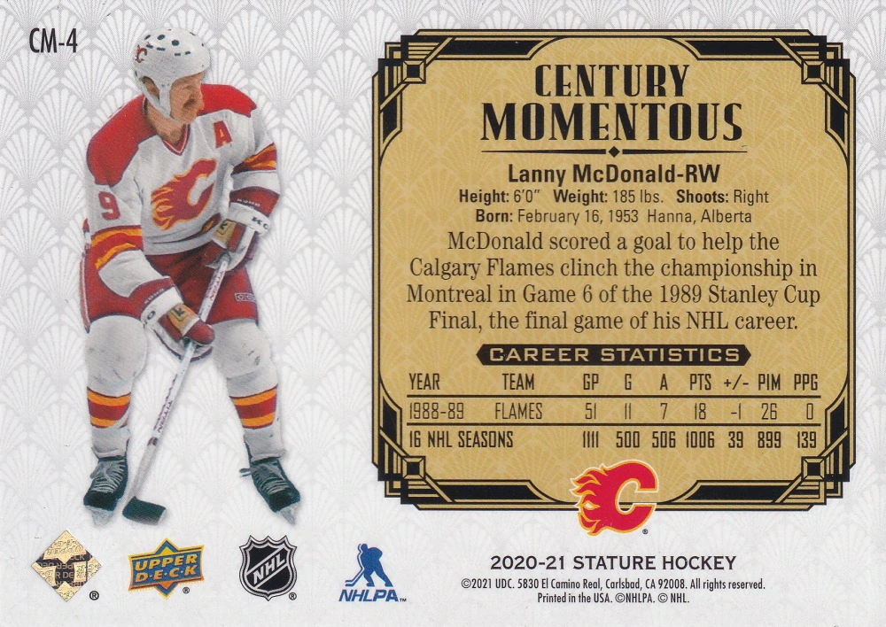 2020-21 UD Stature - Lanny McDonald - Century Momentous Green /149 #CM-4