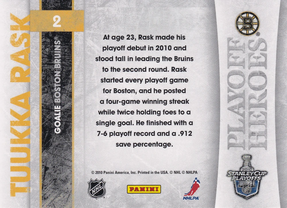 2010-11 Score - Tuukka Rask - Playoff Heroes #2