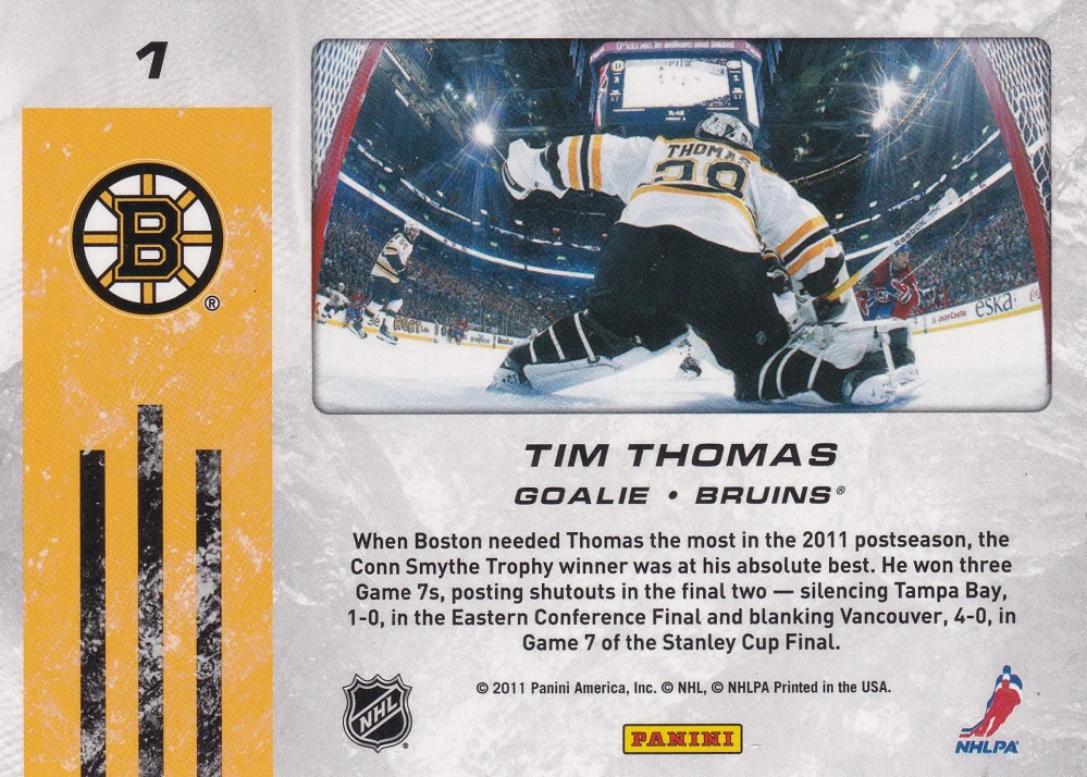 2011-12 Score - Tim Thomas - Net Cam #1