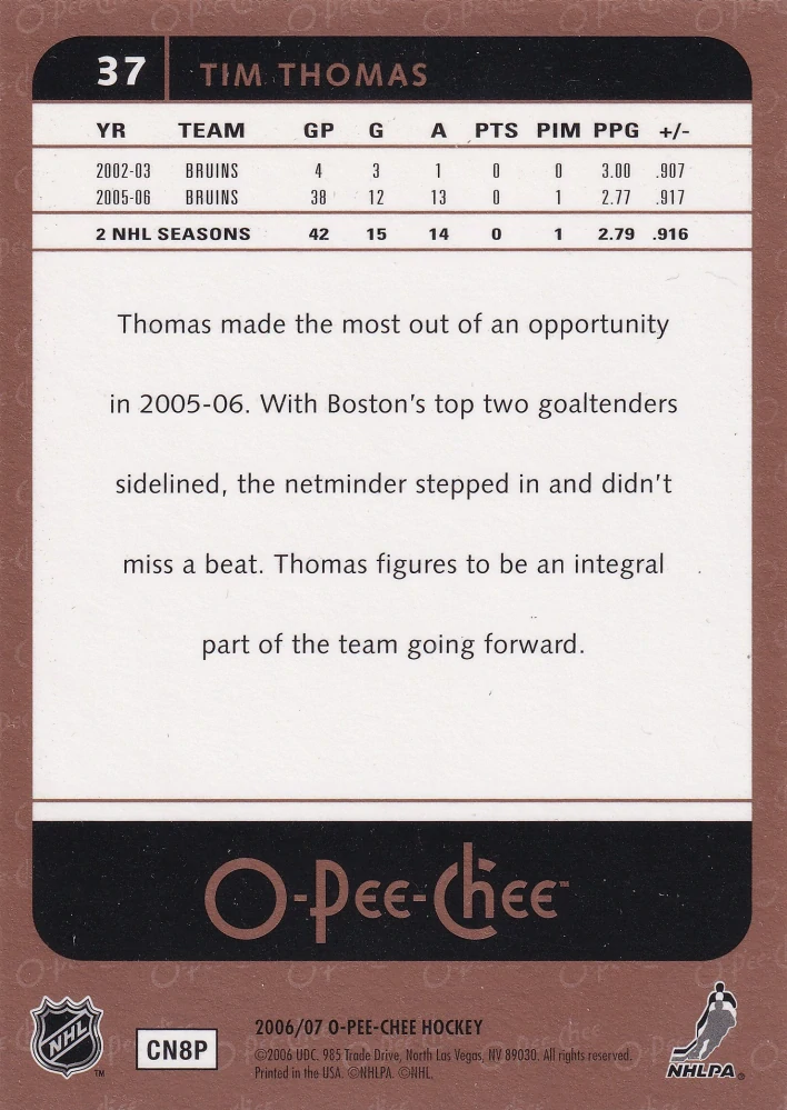 2006-07 UD O-Pee-Chee - Tim Thomas #37