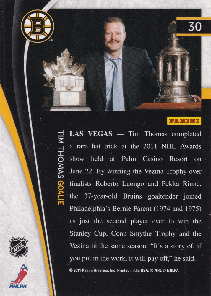2011-12 Pinnacle - Tim Thomas #30