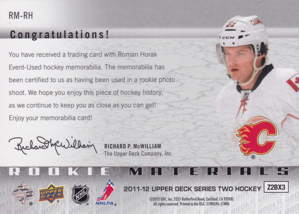 2011-12 UD Series 2 - Roman Horák - Rookie Materials #RM-RH