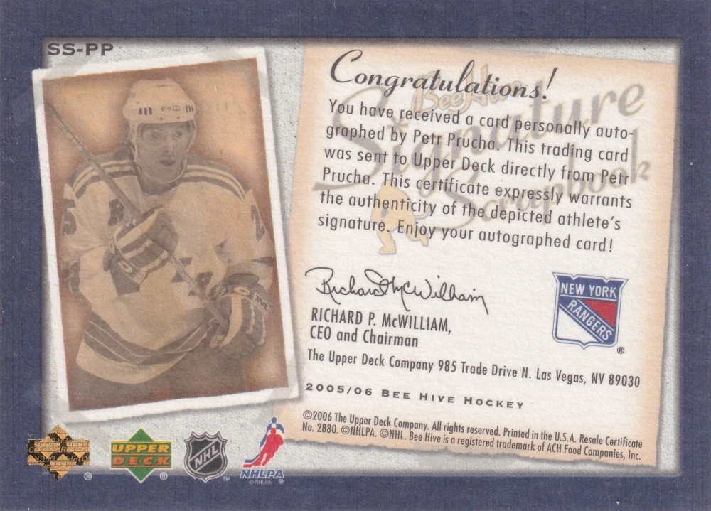 2005-06 UD Bee Hive - Petr Průcha - Signature Scrapbook #SS-PP