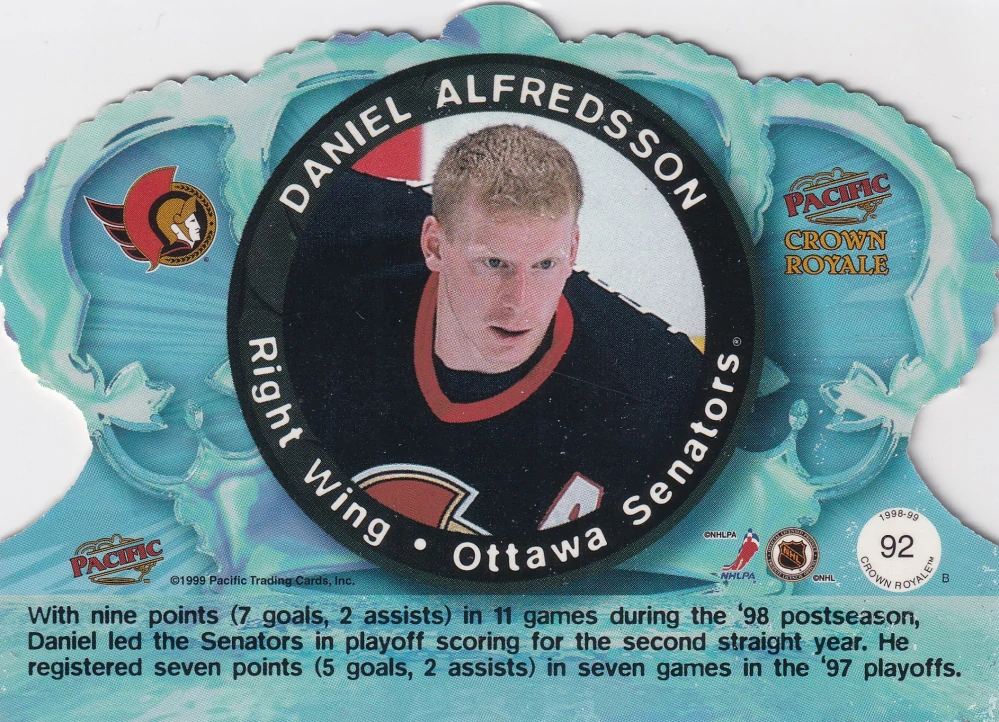 1998-99 Pacific Crown Royale - Daniel Alfredsson #92