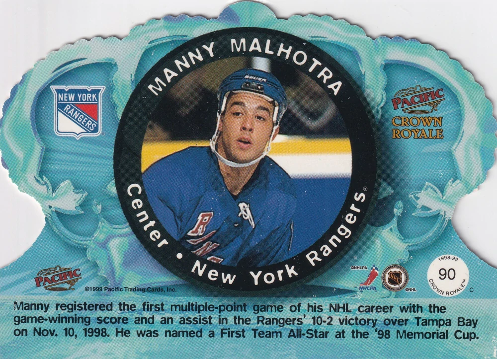 1998-99 Pacific Crown Royale - Manny Malhotra #90