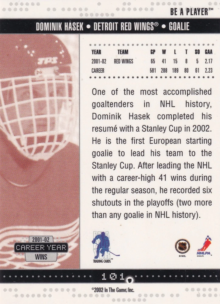 2002-03 ITG Be A Player Memorabilia - Dominik Hašek #101