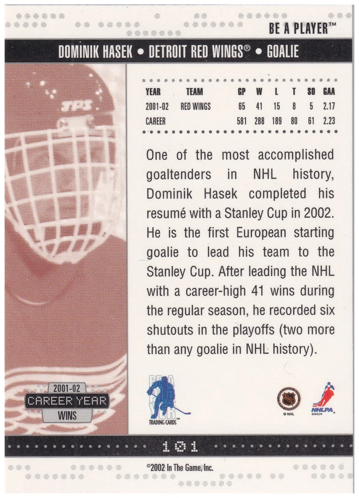 2002-03 ITG Be A Player Memorabilia - Dominik Hašek #101