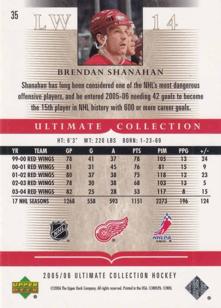 2005-06 UD Ultimate Collection - Brendan Shanahan /599 #35