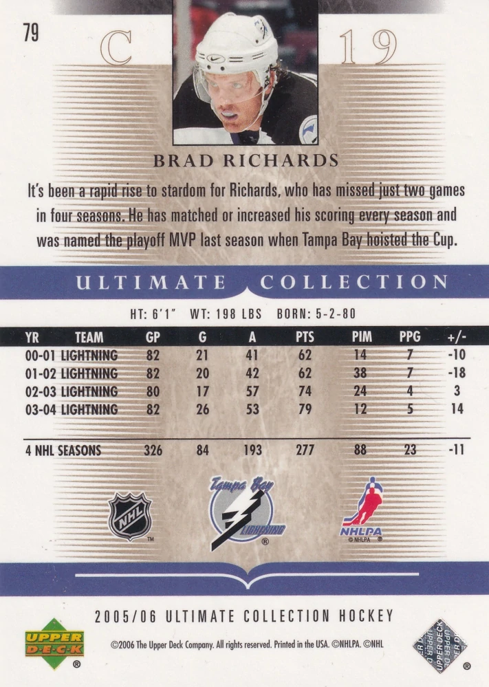 2005-06 UD Ultimate Collection - Brad Richards /599 #79