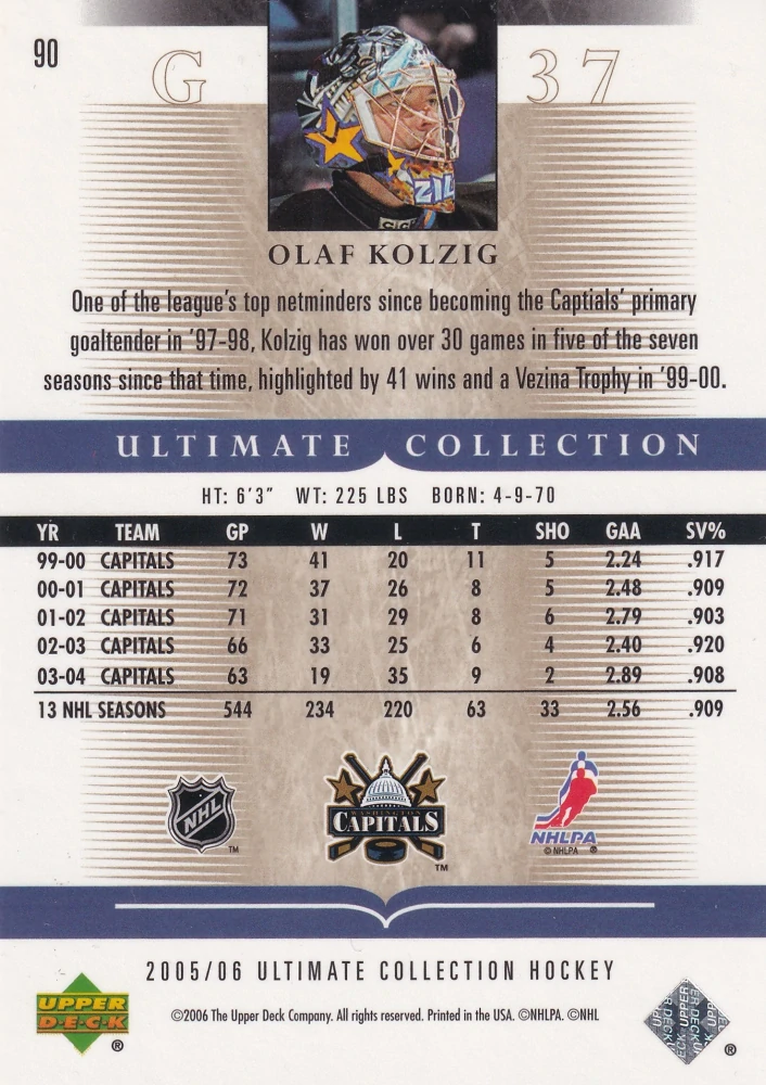 2005-06 UD Ultimate Collection - Olaf Kolzig /599 #90