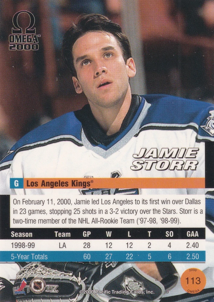 1999-00 Pacific Omega - Jamie Storr - Premier Date /68 #113