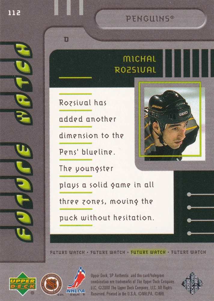 1999-00 UD SP Authentic - Michal Rozsíval - Future Watch /2000 #112