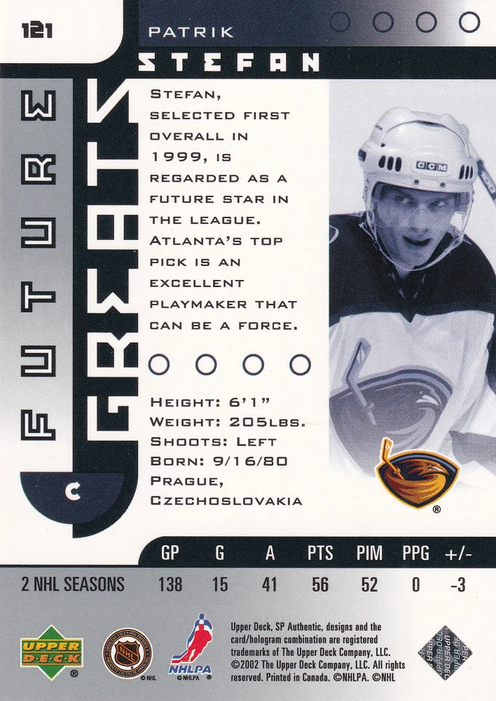 2001-02 UD SP Authentic - Patrik Štefan - Future Greats /3500 #121