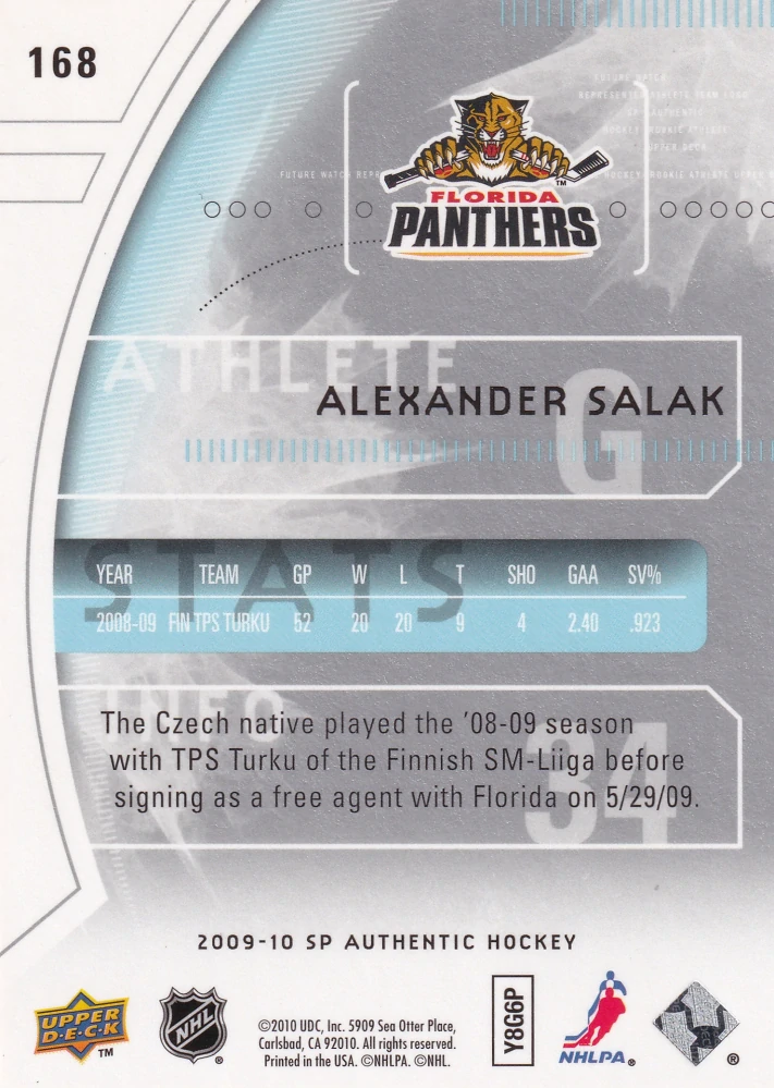 2009-10 UD SP Authentic - Alexander Salák - Future Watch /999 #168