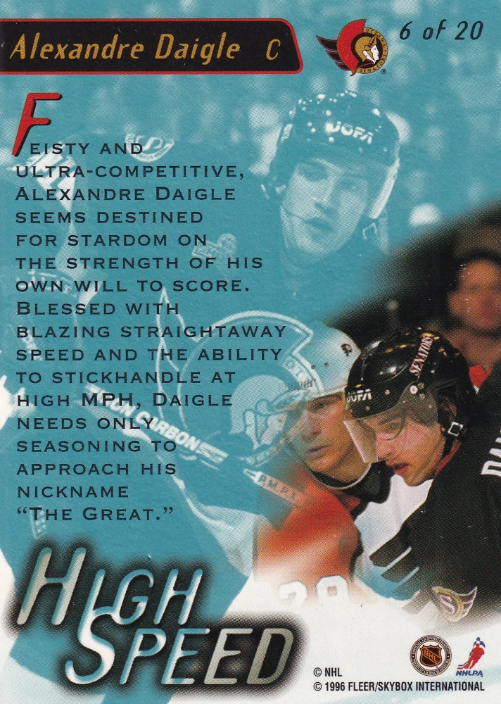 1995-96 Fleer Ultra Extra - Alexandre Daigle - High Speed #6