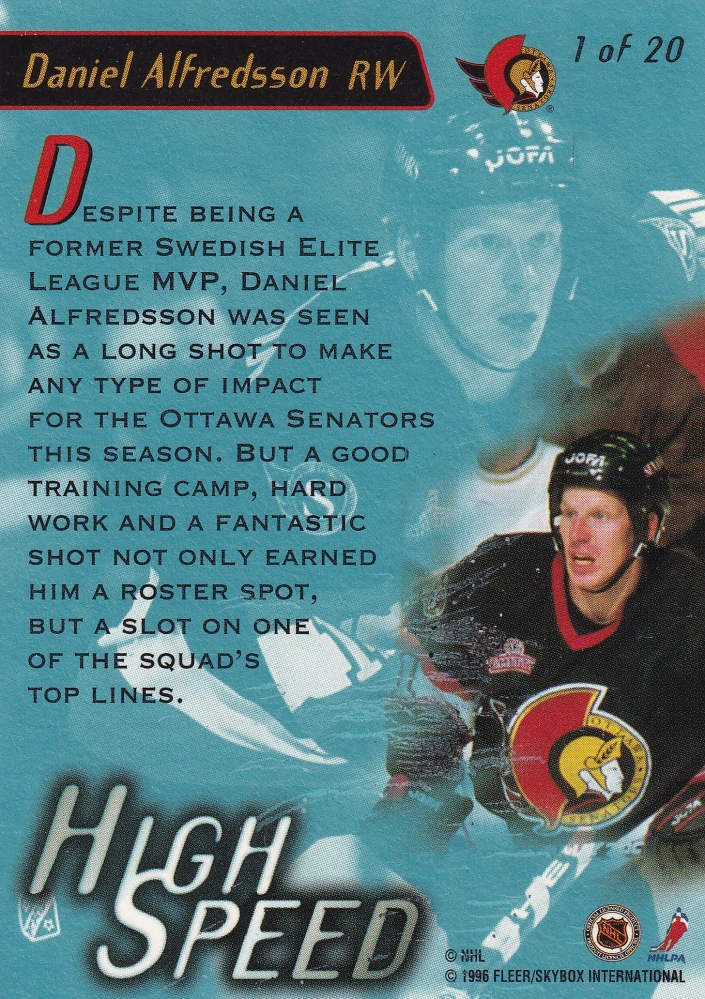 1995-96 Fleer Ultra Extra - Daniel Alfredsson - High Speed #1