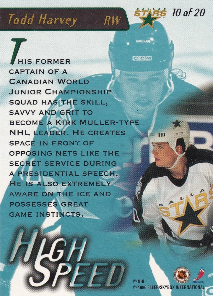 1995-96 Fleer Ultra Extra - Todd Harvey - High Speed #10