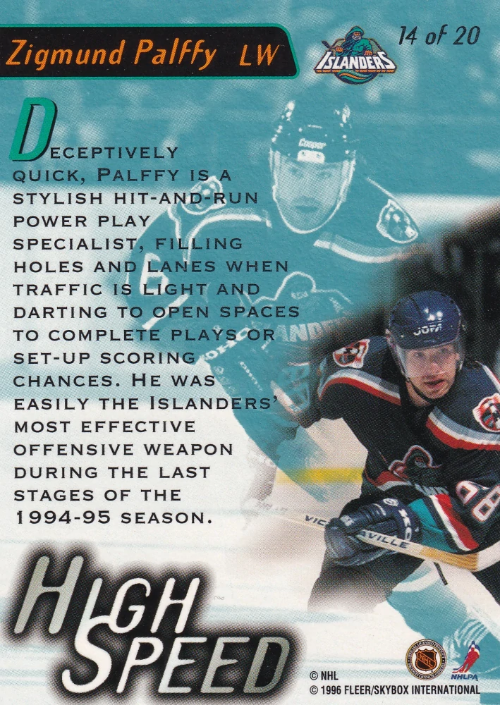 1995-96 Fleer Ultra Extra - Žigmund Pálffy - High Speed #14