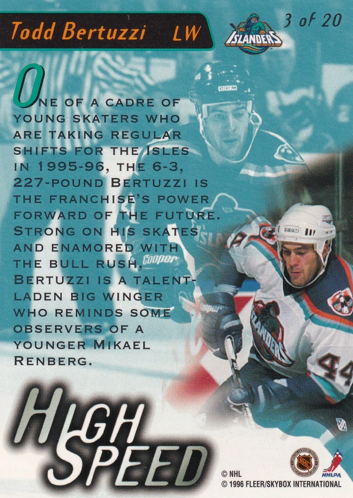 1995-96 Fleer Ultra Extra - Todd Bertuzzi - High Speed #3