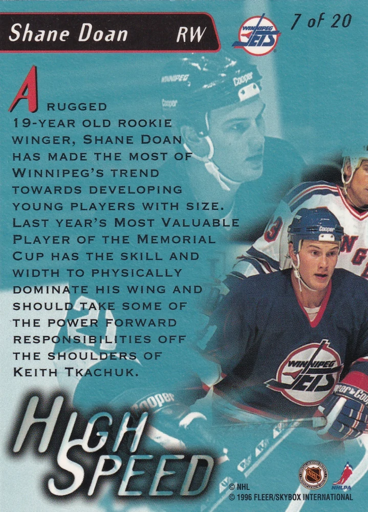 1995-96 Fleer Ultra Extra - Shane Doan - High Speed #7