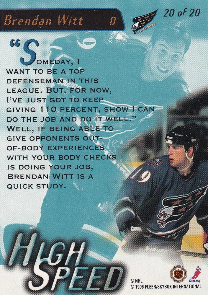 1995-96 Fleer Ultra Extra - Brendan Witt - High Speed #20