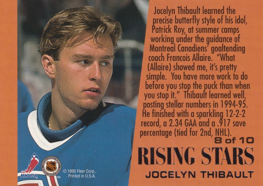 1995-96 Fleer Ultra - Jocelyn Thibault - Rising Stars #8