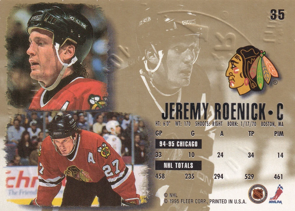 1995-96 Fleer Ultra - Jeremy Roenick - Gold Medallion #35