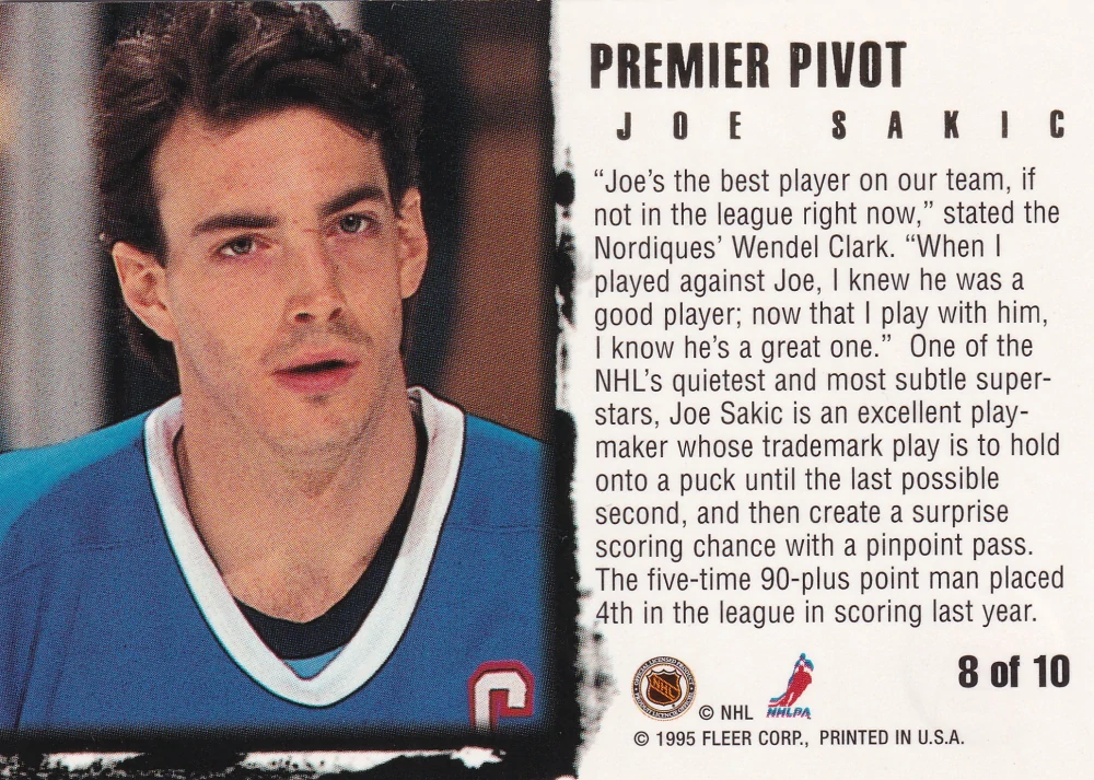 1995-96 Fleer Ultra - Joe Sakic - Premier Pivot Gold Medallion #8