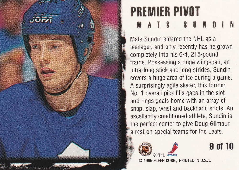 1995-96 Fleer Ultra - Mats Sundin - Premier Pivot Gold Medallion #9