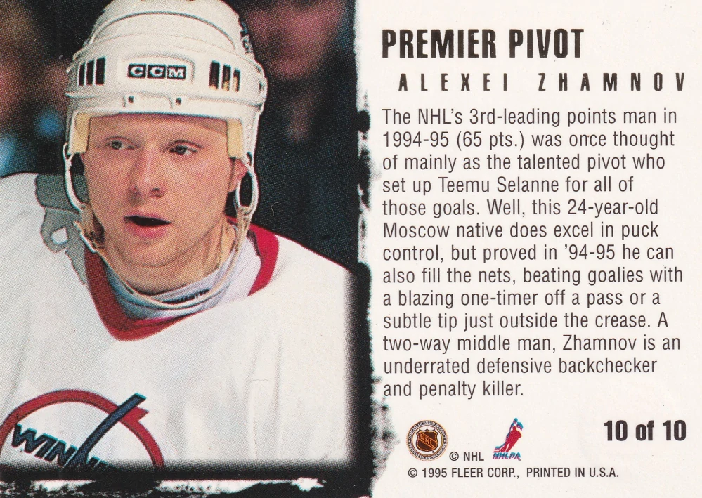 1995-96 Fleer Ultra - Alexei Zhamnov - Premier Pivot Gold Medallion #10