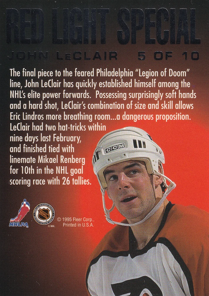 1995-96 Fleer Ultra - John LeClair - Red Light Special #5