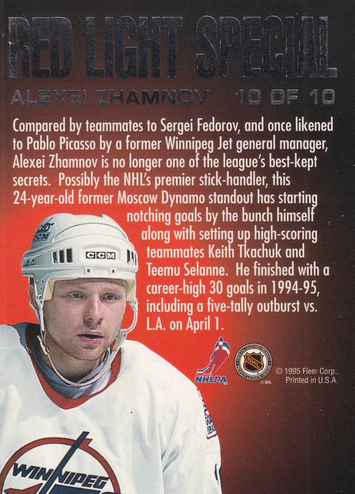 1995-96 Fleer Ultra - Alexei Zhamnov - Red Light Special #10
