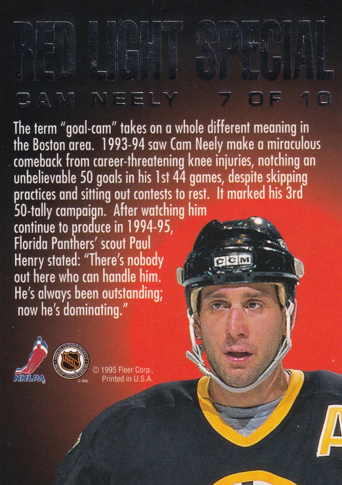 1995-96 Fleer Ultra - Cam Neely - Red Light Special Gold Medallion #7