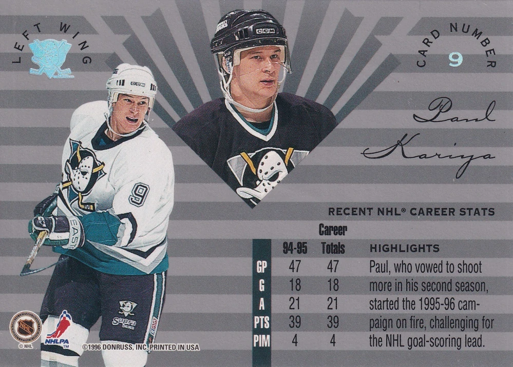 1995-96 Leaf Limited - Paul Kariya #9