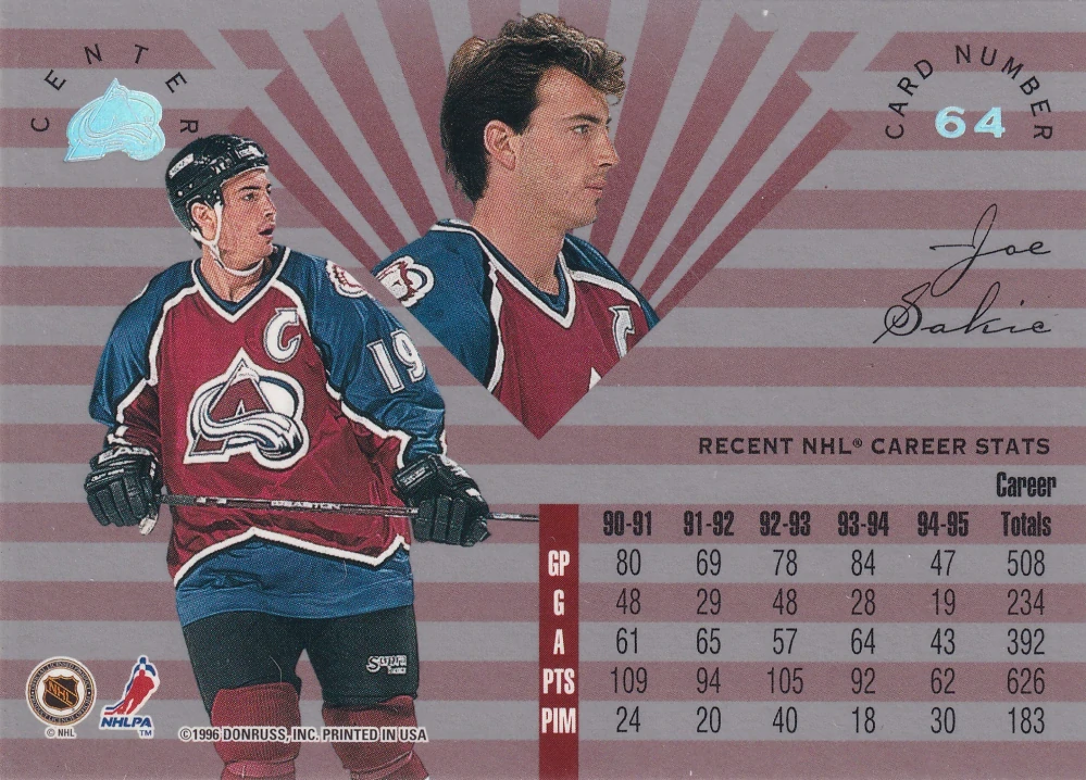 1995-96 Leaf Limited - Joe Sakic #64