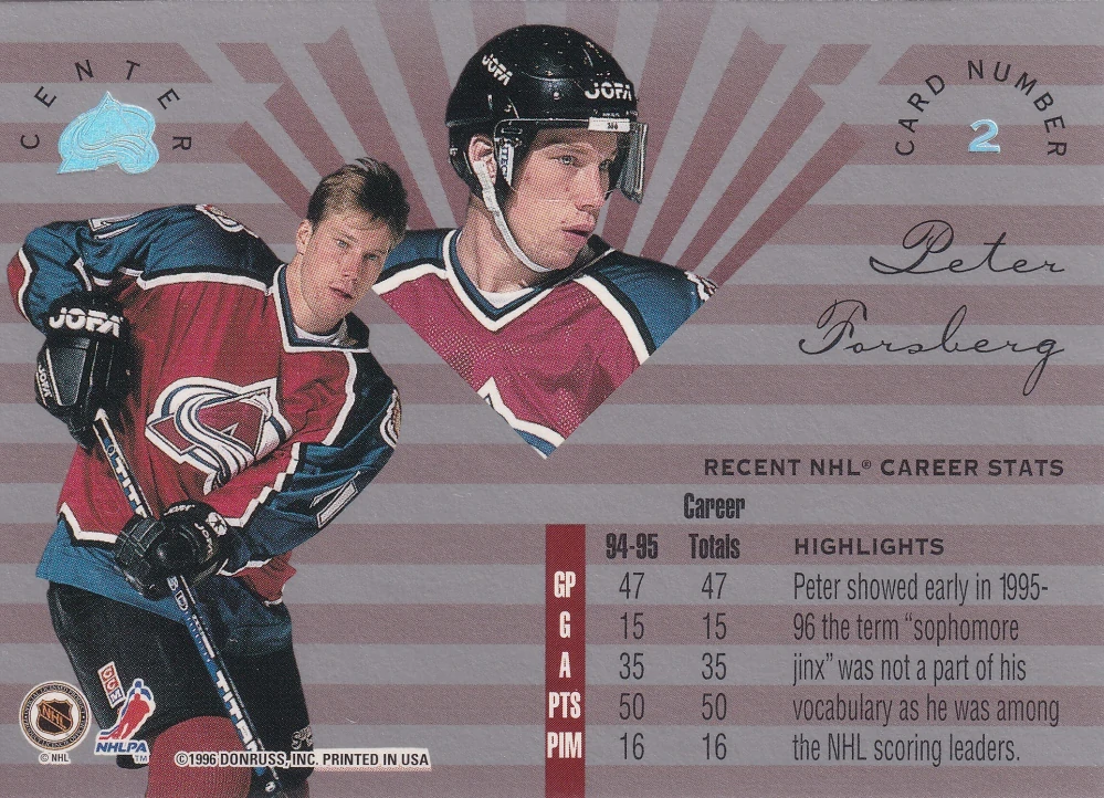 1995-96 Leaf Limited - Peter Forsberg #2