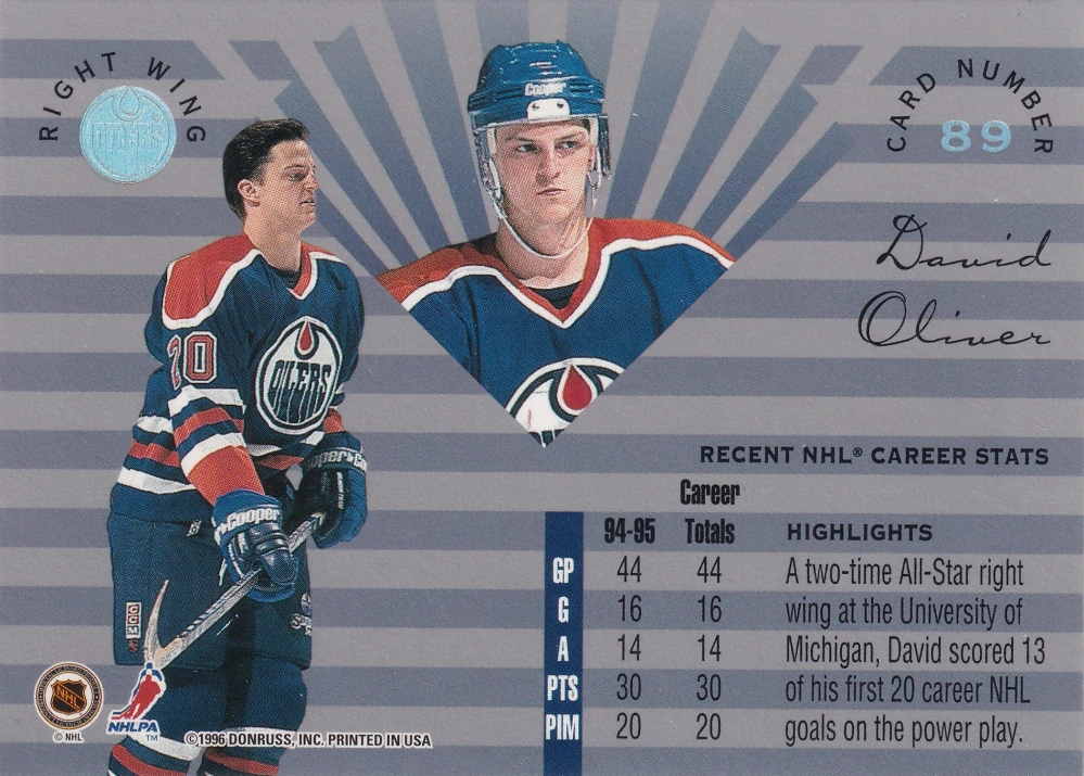1995-96 Leaf Limited - David Oliver #89