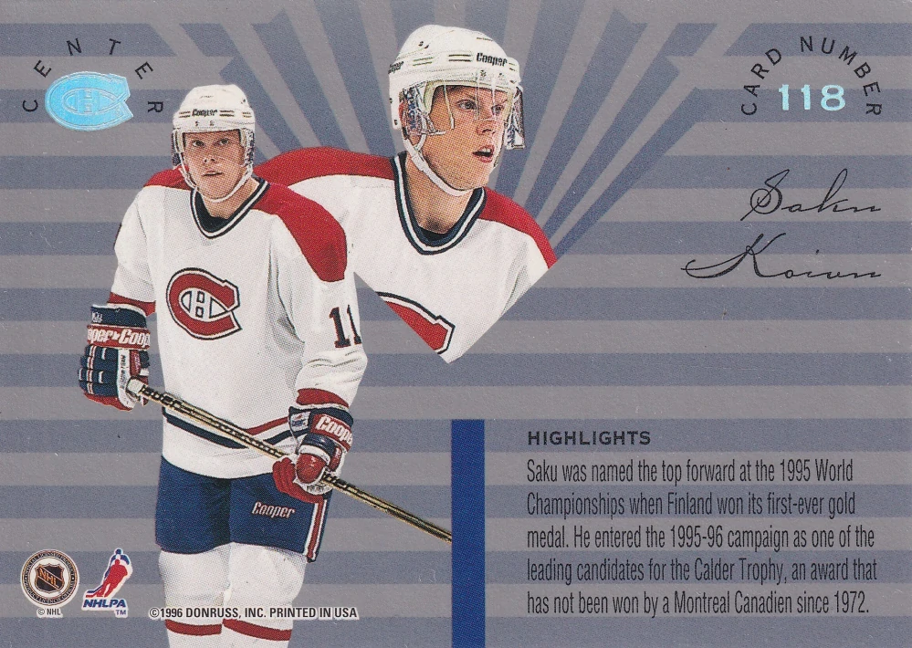1995-96 Leaf Limited - Saku Koivu #118